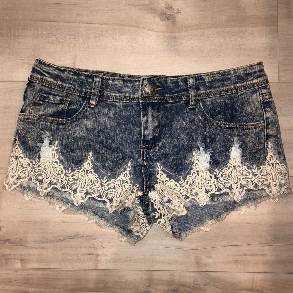 Acid Wash Denim Shorts